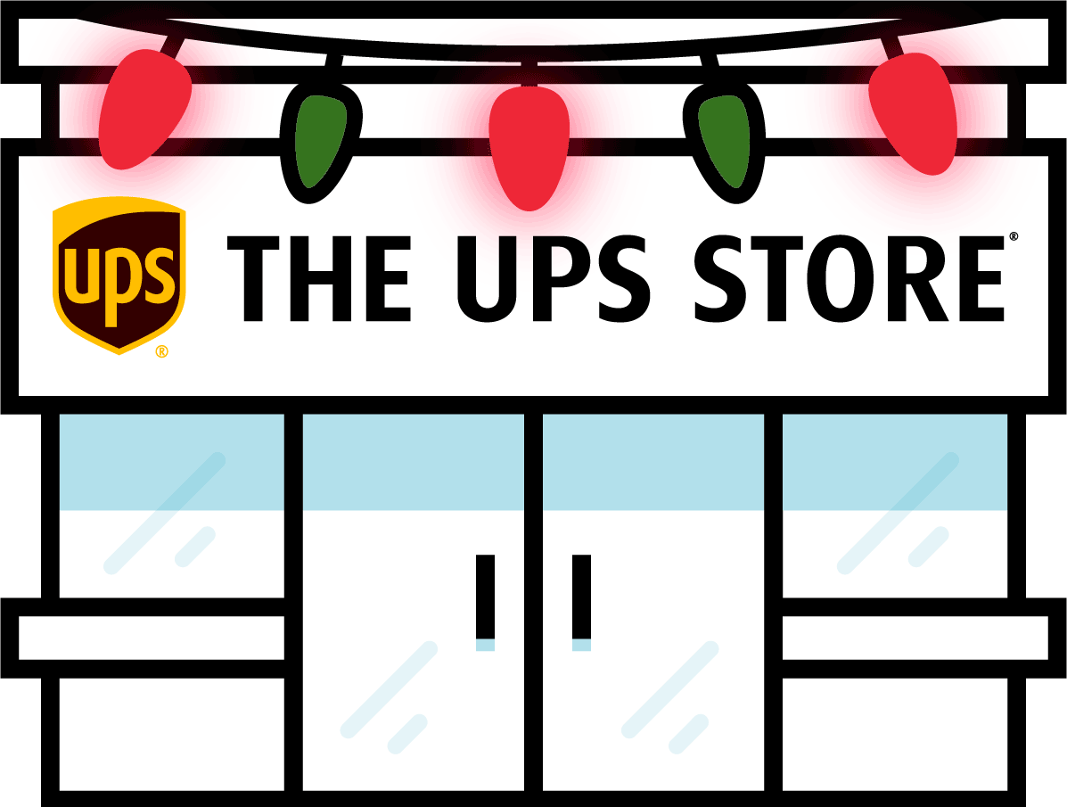 The UPS Store with flashing Christmas Lights